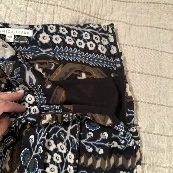 Veronica Beard 100% Silk Skirt Sz 4 Black Floral Sarong Knot Boho Office High Lo - Picture 9 of 16